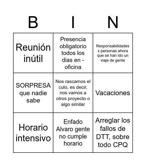 AYESA BINGO! Bingo Card