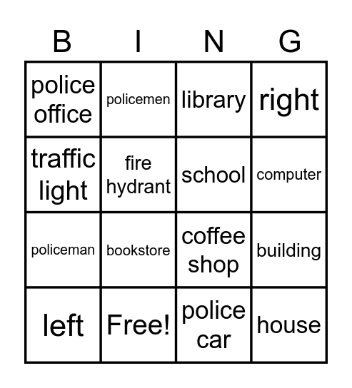 B10 L4 vocabulary Bingo Card
