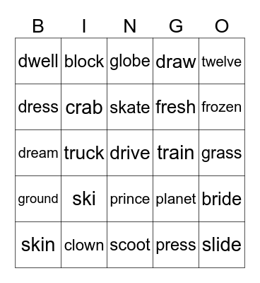 Phonics Bingo Card