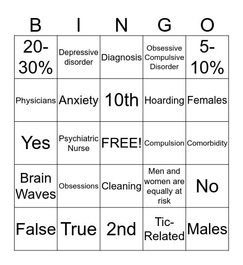 OCD Bingo Card