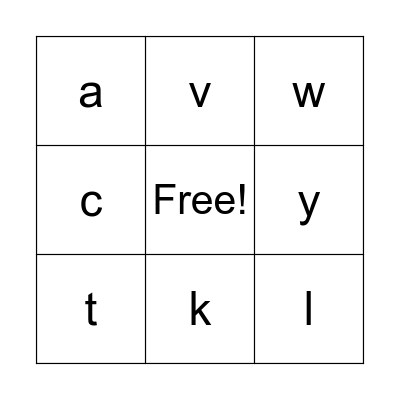 Alphabet Bingo Card