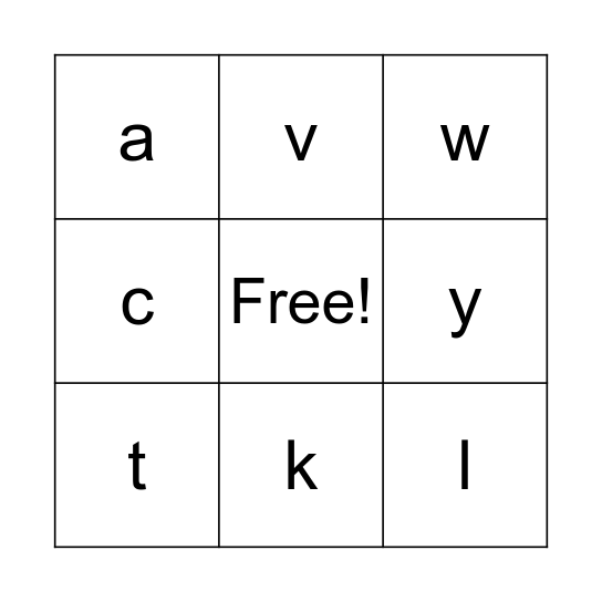 Alphabet Bingo Card