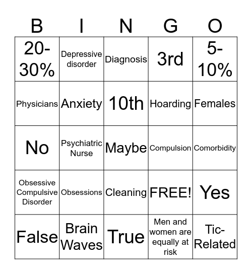 OCD Bingo Card