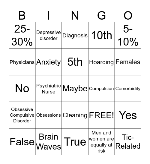 OCD Bingo Card