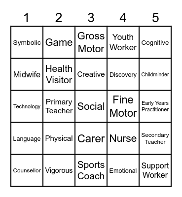 Childcare Bingo Card