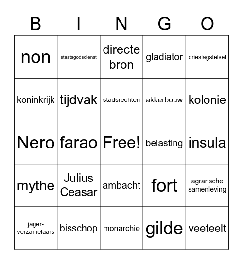 Geschiedenis Bingo Card