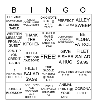 SCAVENGER/SELLING HUNT  Bingo Card