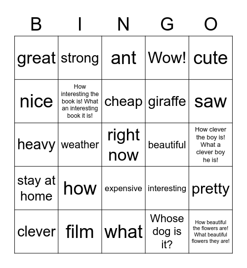 2B How big the map is! Bingo Card