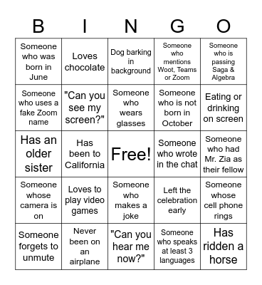 End-Of-Year Saga Celebration BINGO Card