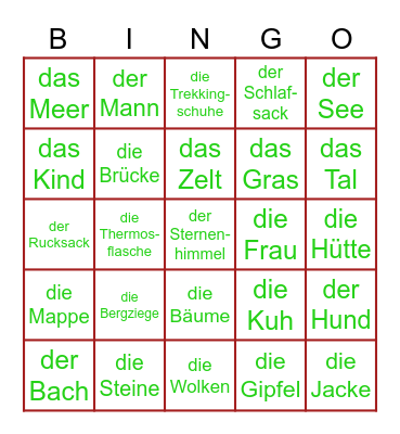 Wanderung in Österreich Bingo Card