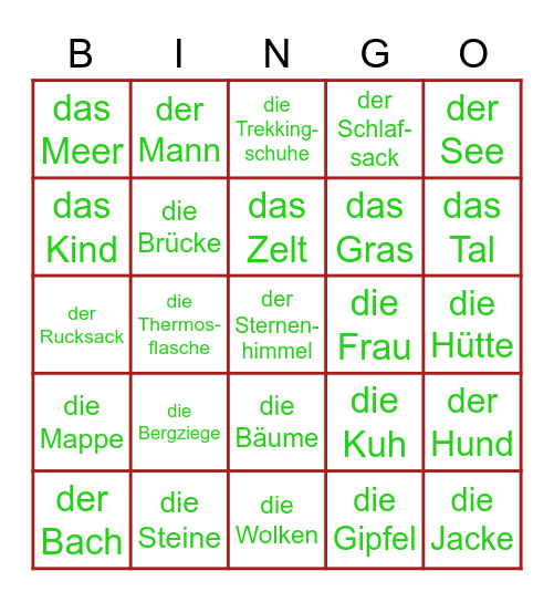 Wanderung in Österreich Bingo Card