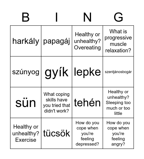 találós kérdések Bingo Card