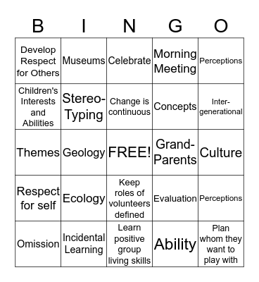 Social Studies Bingo Card