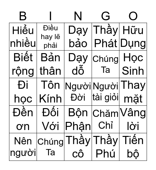 Bài 18 Bingo Card