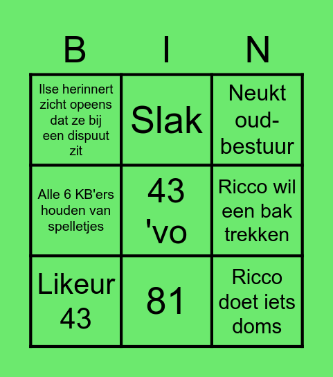 43e KB der S.V. Paradoks Bingo Card