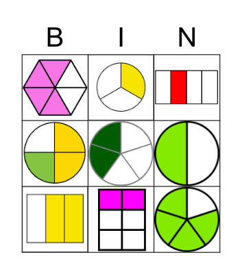 Fraction Bingo Card