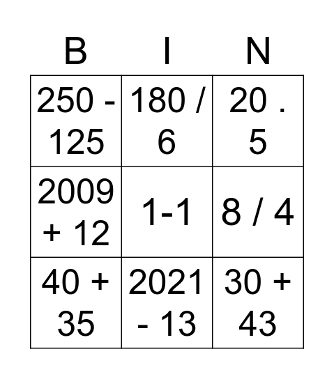 CO1 - Quiz 4 Bingo Card
