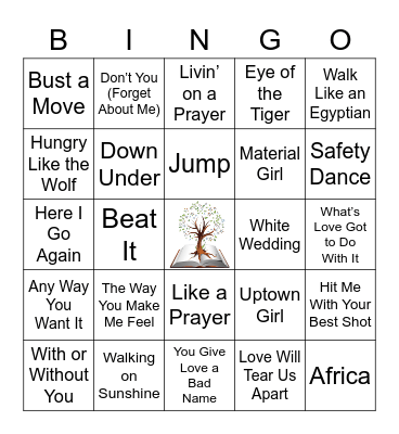 80s Hits Bingo Card