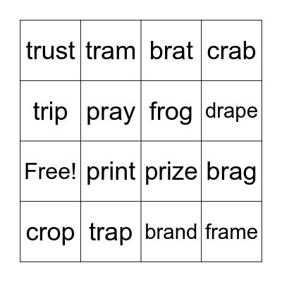 R blends Bingo Card