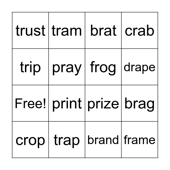 R blends Bingo Card
