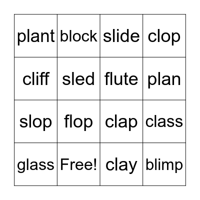 L Blends Bingo Card