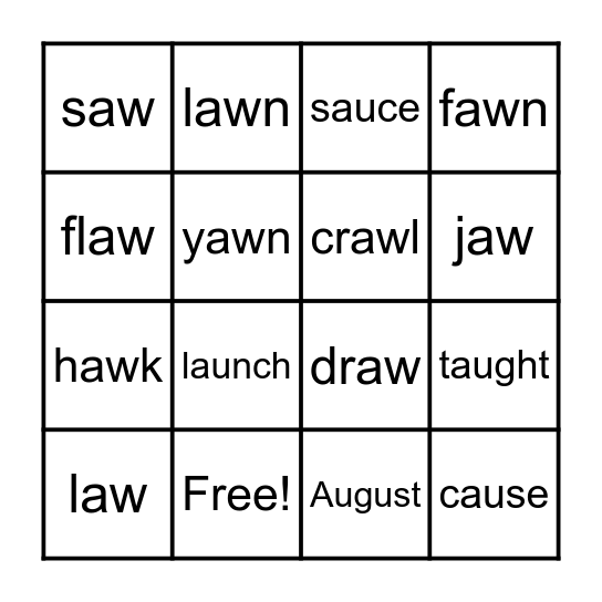 AU/AW Bingo Card