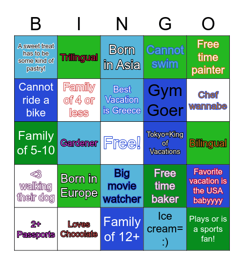 International Orientation Leader Bingo Card
