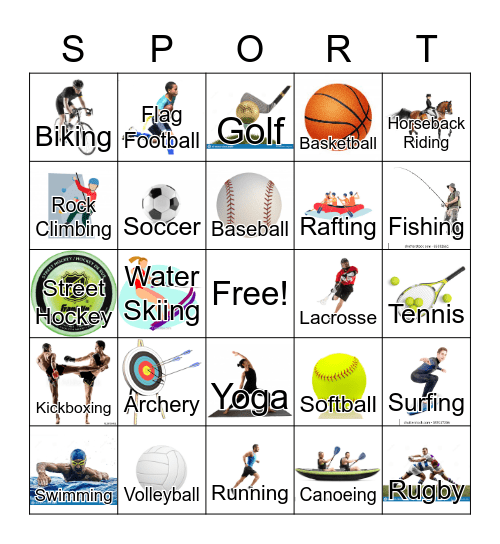 Summer Sports Bingo Card