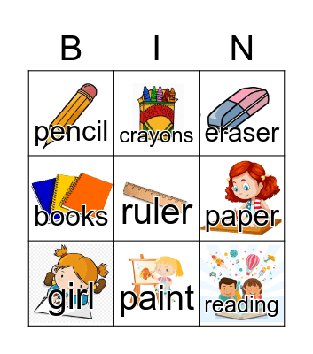 SCHOOL ITEMS Bingo Card