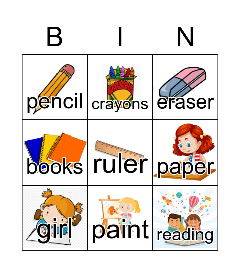 SCHOOL ITEMS Bingo Card