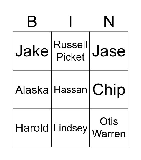 BINGo Card