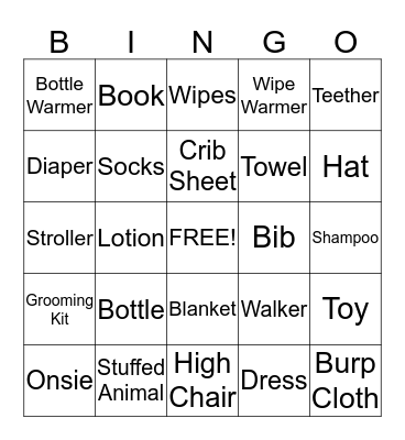 Baby Shower Bingo  Bingo Card