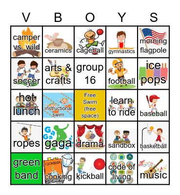 Pine Grove Bingo Card