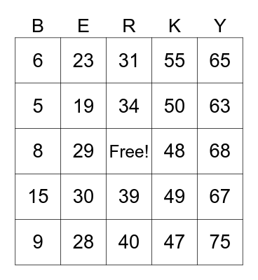 FOUNDERS DAY Bingo Card