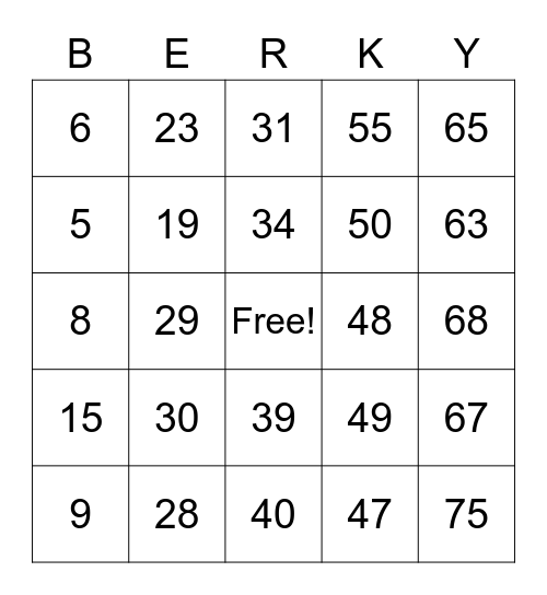 FOUNDERS DAY Bingo Card