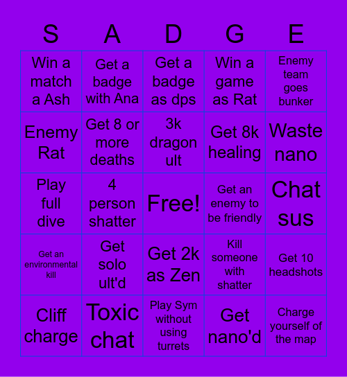 OW bingo :○ Bingo Card