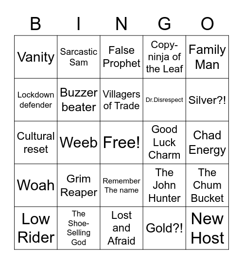 Customer Bingo Card