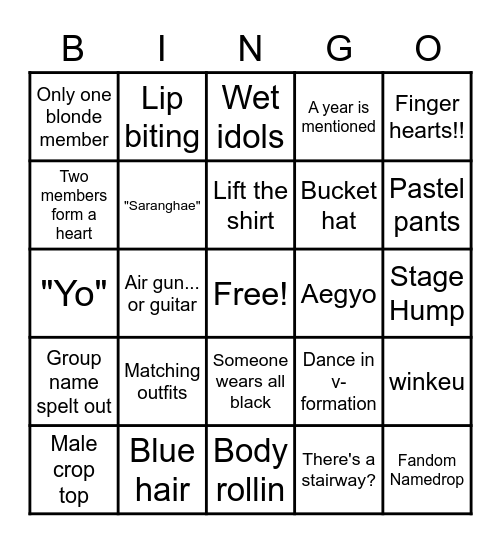 KPOP BINGO!!! Bingo Card