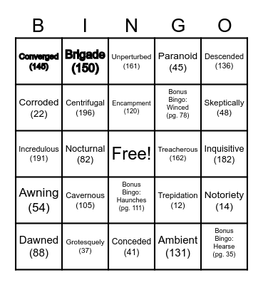 Disney After Dark-Vocabulary Bingo Card