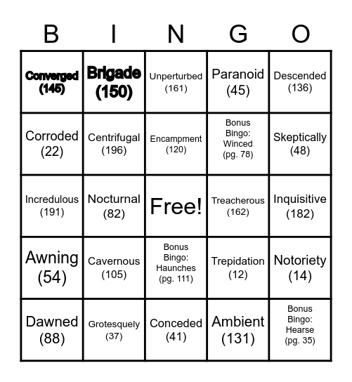 Disney After Dark-Vocabulary Bingo Card