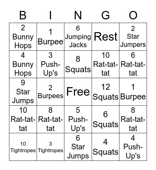 Mr. J's Bingo Challenge Bingo Card