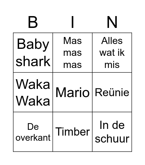 Muziek bingo Card