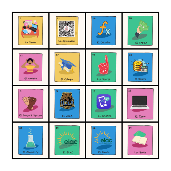 College Loteria Bingo Card