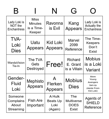 Predictions for Loki Episodes 3-6 BINGO Card