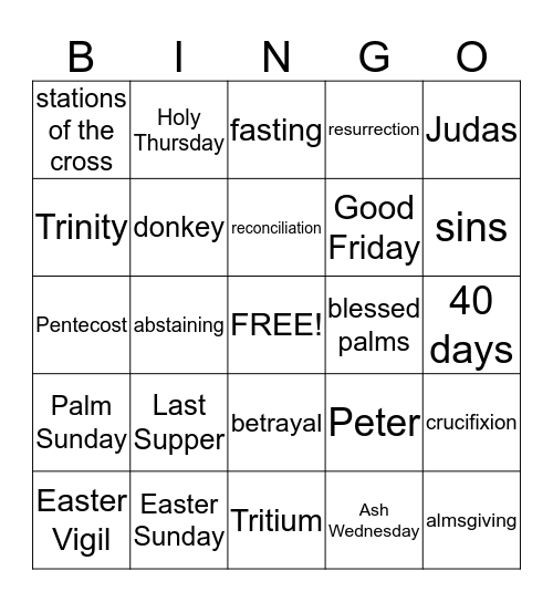 Lent Bino Bingo Card