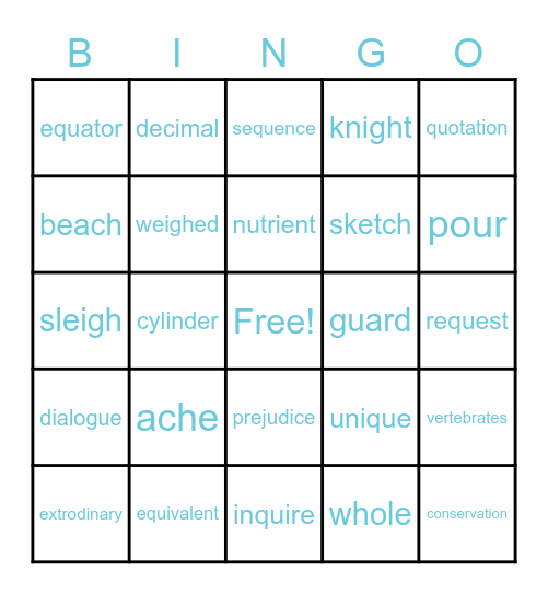 Ka'Nyla Bingo Card