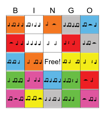 Rhythm Bingo 2 Bingo Card