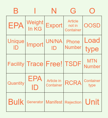 MANIFEST Bingo Card