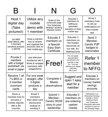 MEMBER-CENTRIC Bingo Card