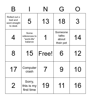 Test Bingo Card